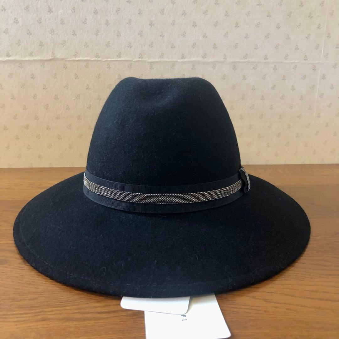 ★新品・タグ付き★FABIANA FILIPPI　ウールハット　ビーズ刺繍　黒