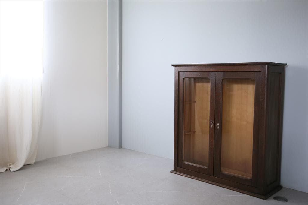 フランスアンティークブックケースキャビネット/本棚/食器棚/飾り棚(90-175