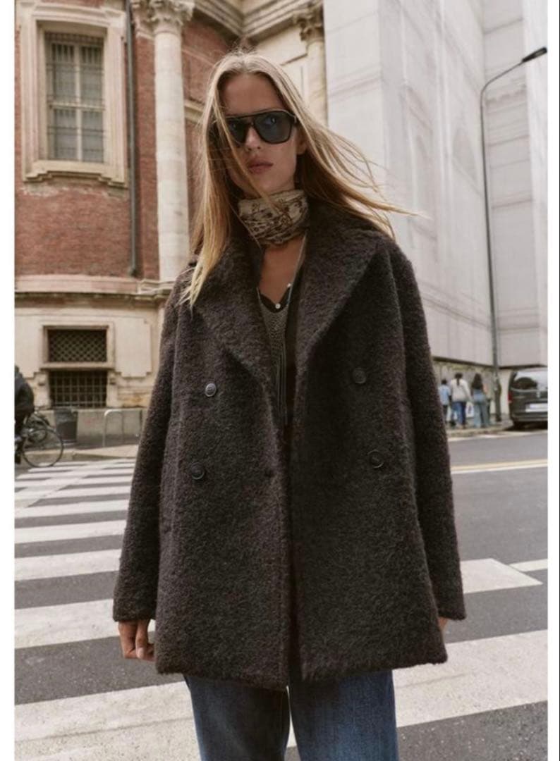 ZARA完売レア！ブークレダブルミディコート