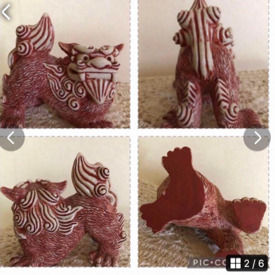 ★美品★ 家の守り神♪ 魔除け＊小振りな【沖縄の琉球焼シーサー】ペア　置物★