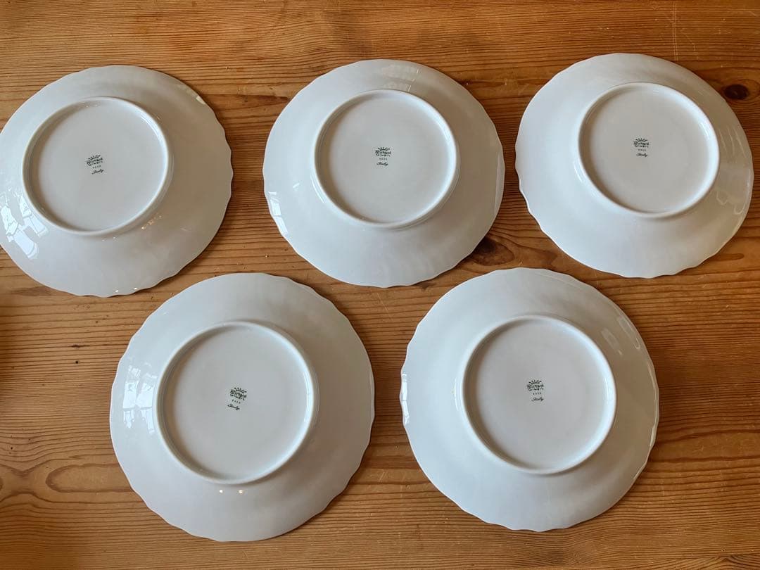 ジノリ　ベッキオホワイト　ダブルハンドルスープカップ&ソーサー×5