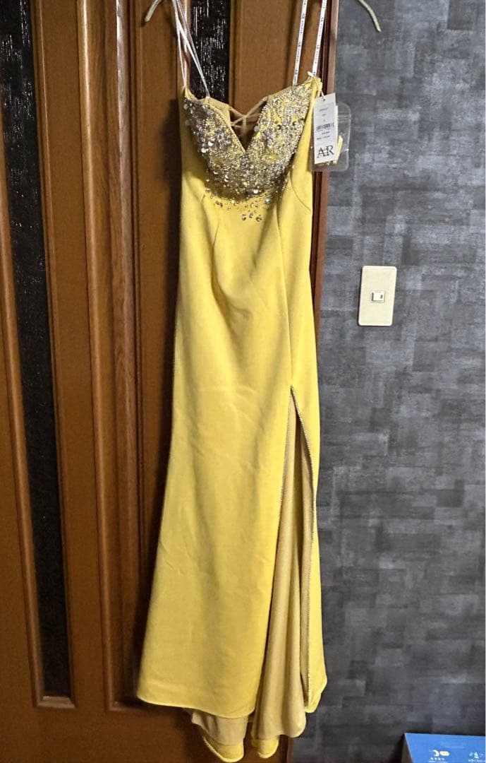 ANGEL-R エンジェルアール イエロービーズ装飾マキシドレスキャバドレス