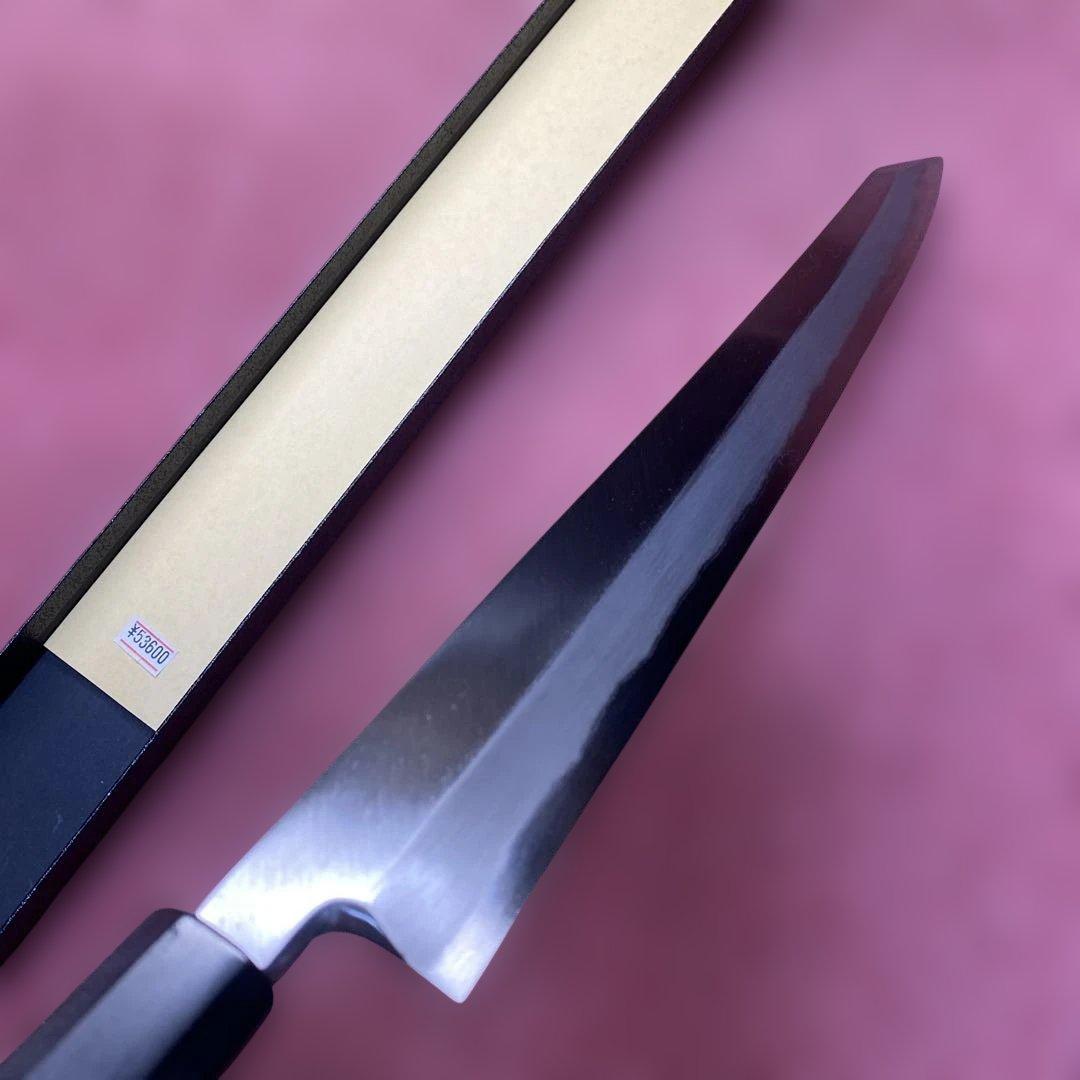 青二鋼　勘所切付柳刃包丁　360㎜　尺2寸