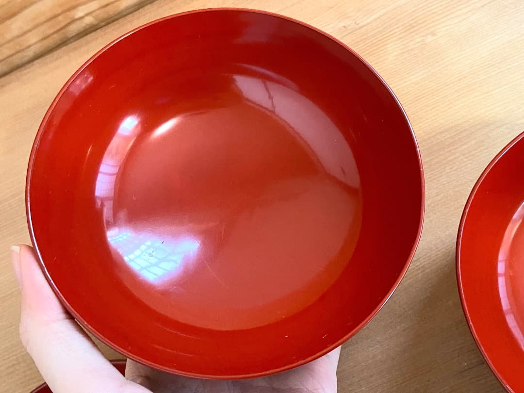 能登に伝わる古民芸 朱漆 扶養手 煮物椀 2客 / 朱漆 漆器椀 懐石椀 菓子椀
