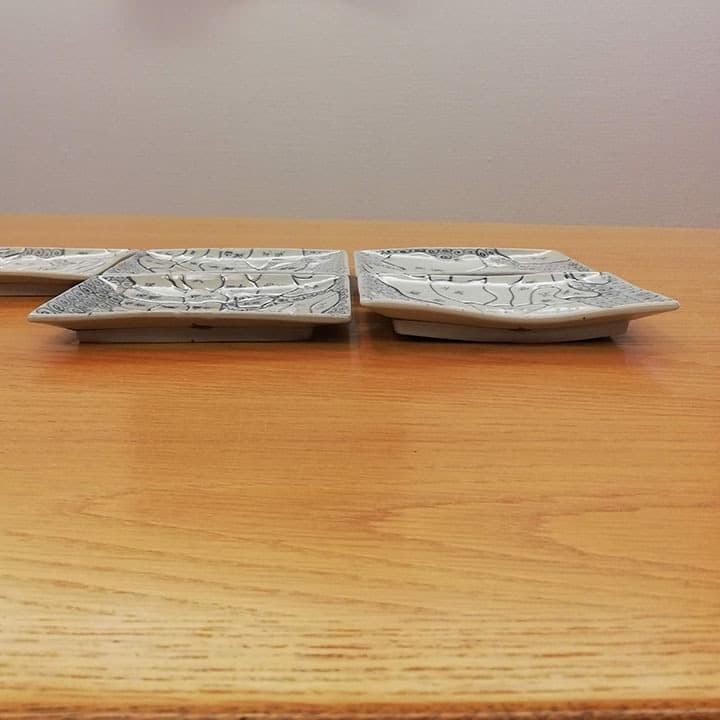 江戸天保年 伊万里染付　日本地図四角皿 五枚組②