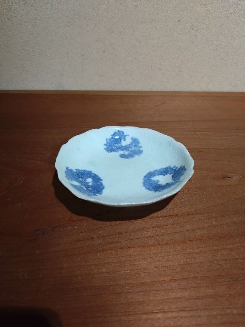 古伊万里 蒟蒻印判 花紋 輪花平盃 小皿