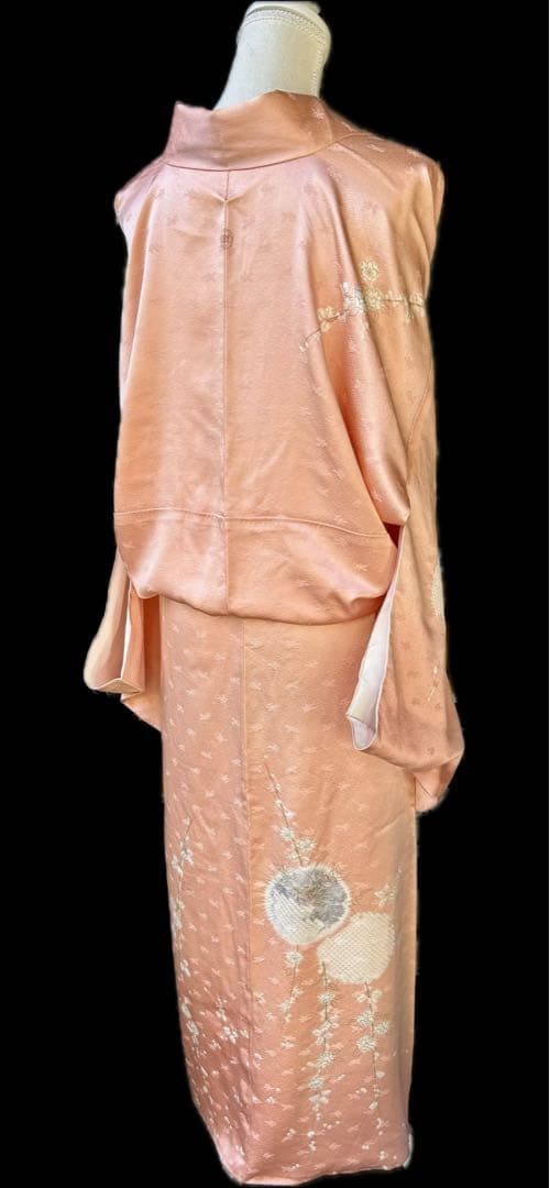 千總　訪問着　刺繍　絞り　枝垂れ桜　薄いピンク系　薄桃色　金糸　正絹