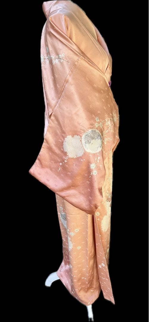 千總　訪問着　刺繍　絞り　枝垂れ桜　薄いピンク系　薄桃色　金糸　正絹