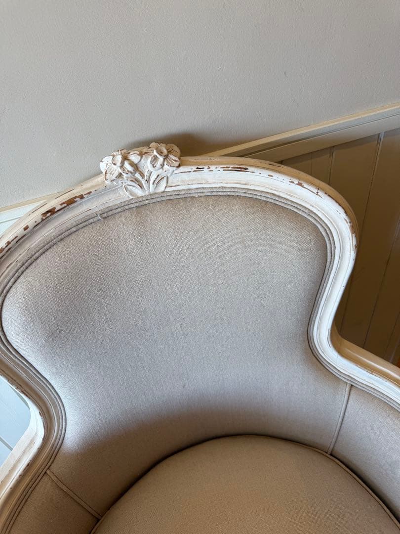 サラグレースデビューシリーズフレンチスタイルホワイトリネン 1人掛けソファ