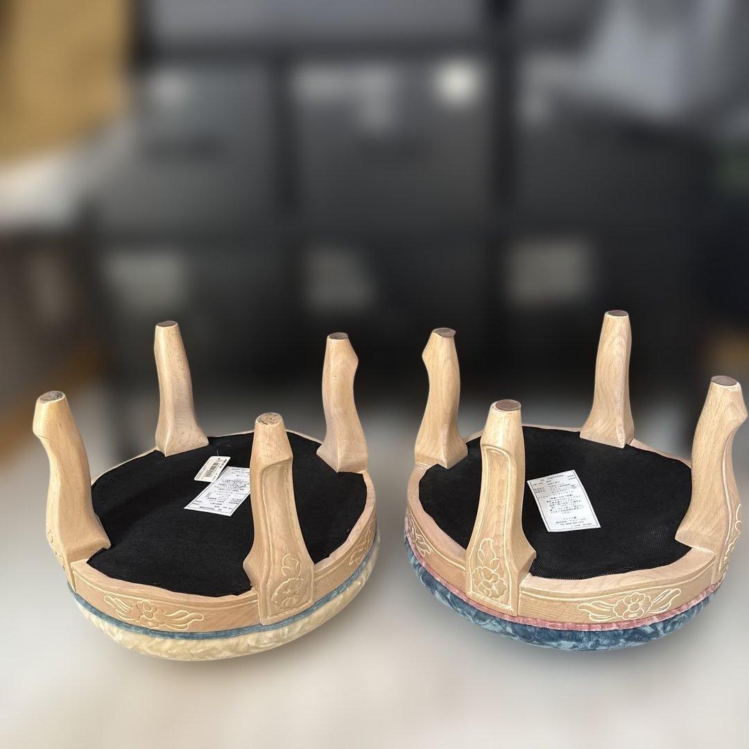 フットスツール　色褪せなし　美品　ベルベット　2脚セット　アフタヌーンティー