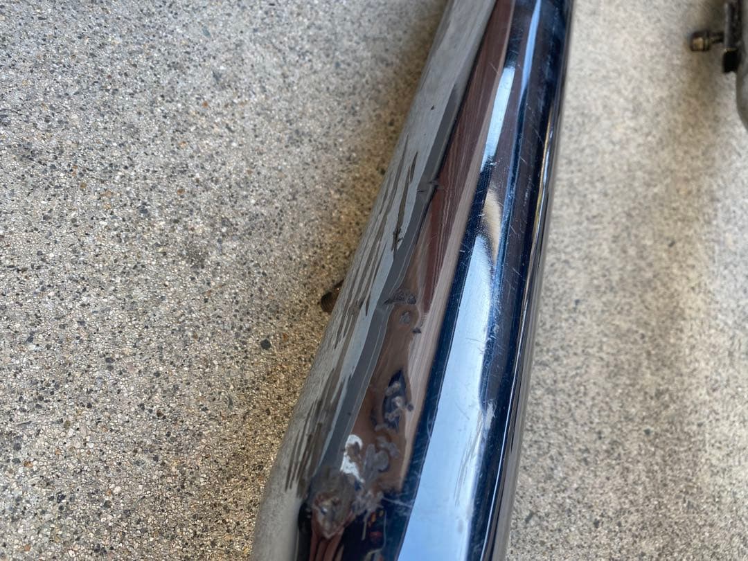 希少 当時物 ショベルヘッド スラッシュカットマフラー 1-3/4 ステー付き