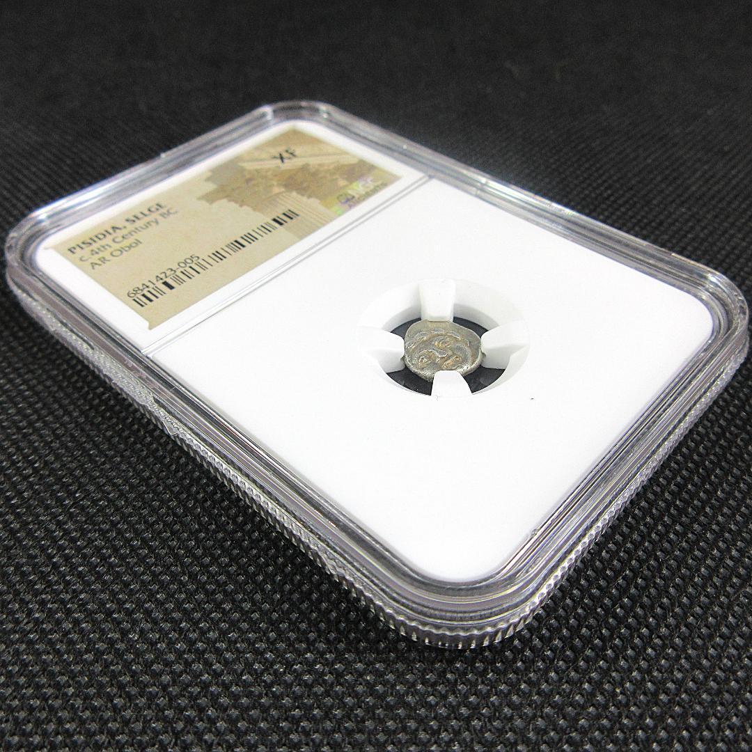 紀元前４世紀 古代ギリシャ ピシディア オボル銀貨 NGC アンティーク 