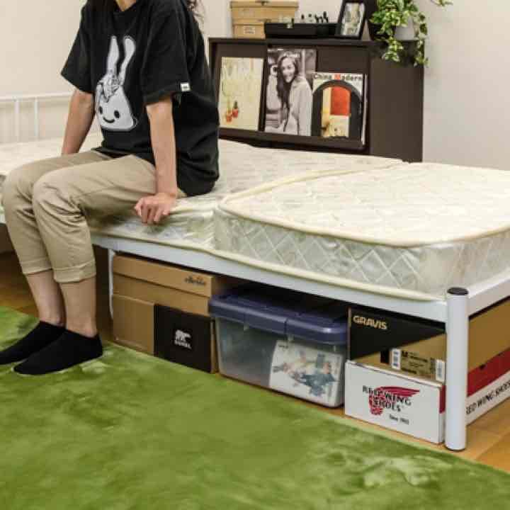 パイプシングルベッド　BK/WH