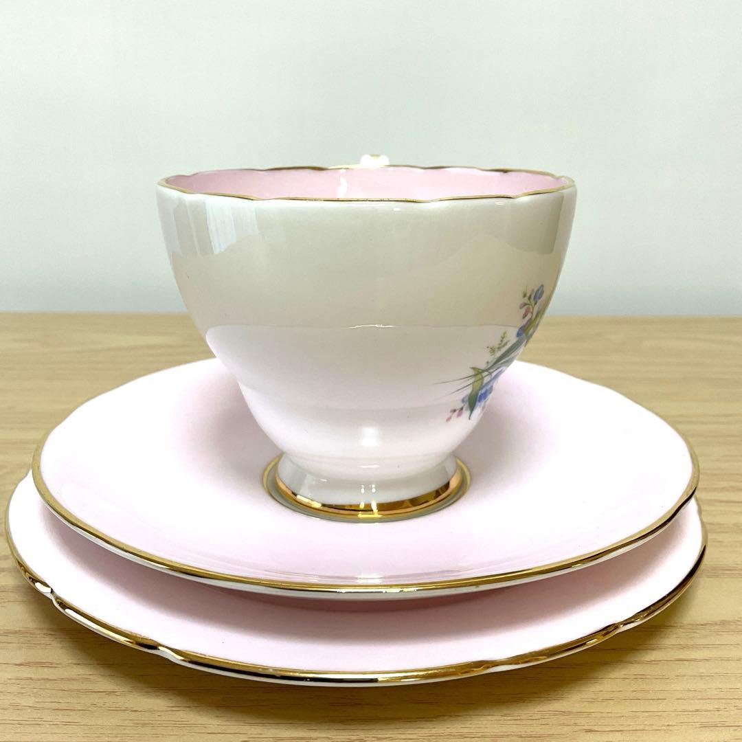 ハマースレイ　勿忘草　カップ＆ソーサー　トリオ　ピンク