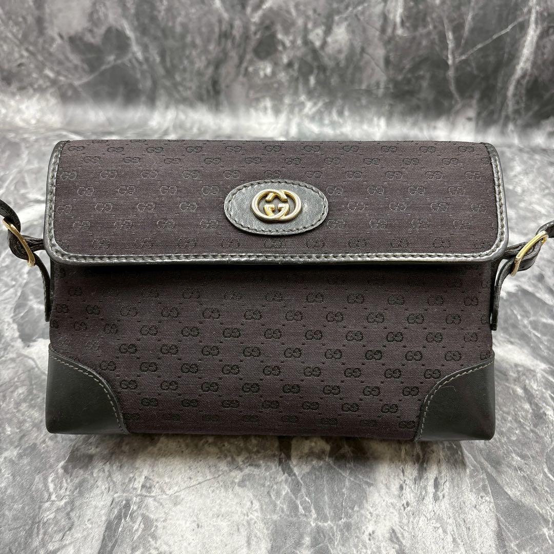 ✨美品✨GUCCI GG シェリーライン ショルダーバッグ ブラック ロゴ