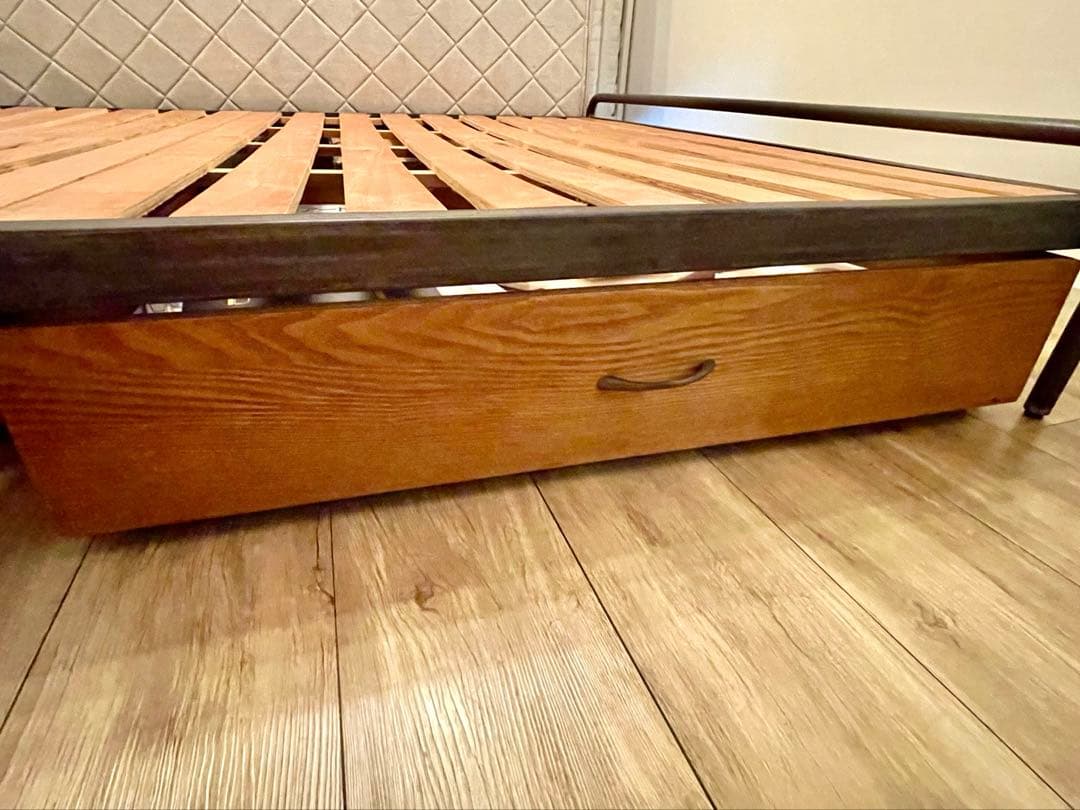 【mkrさま専用】a.depeche ダブル ベッドフレーム&専用収納2つ