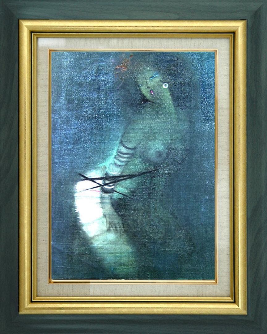 油絵 菅家令子 絵 絵画 インテリア額付(黒) F4-152023 人物 女性像