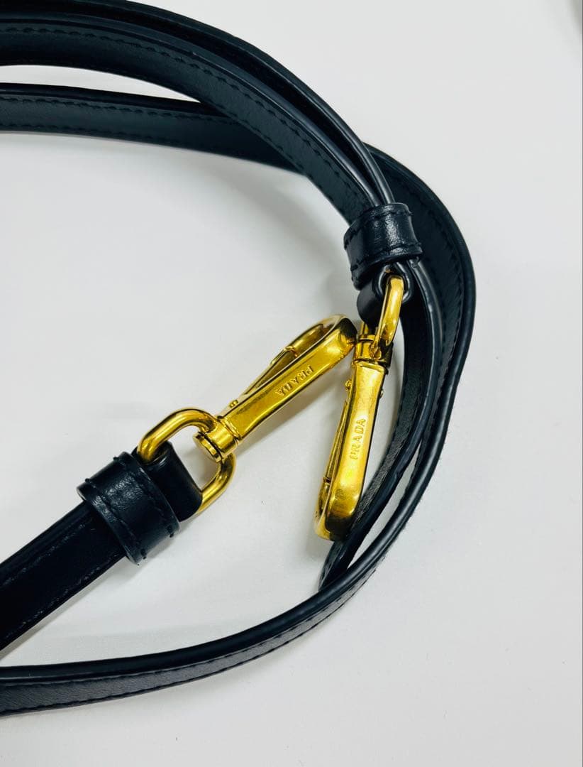 【美品】PRADA 黒 ナイロン レザー ハンドバッグ 2WAYショルダー付