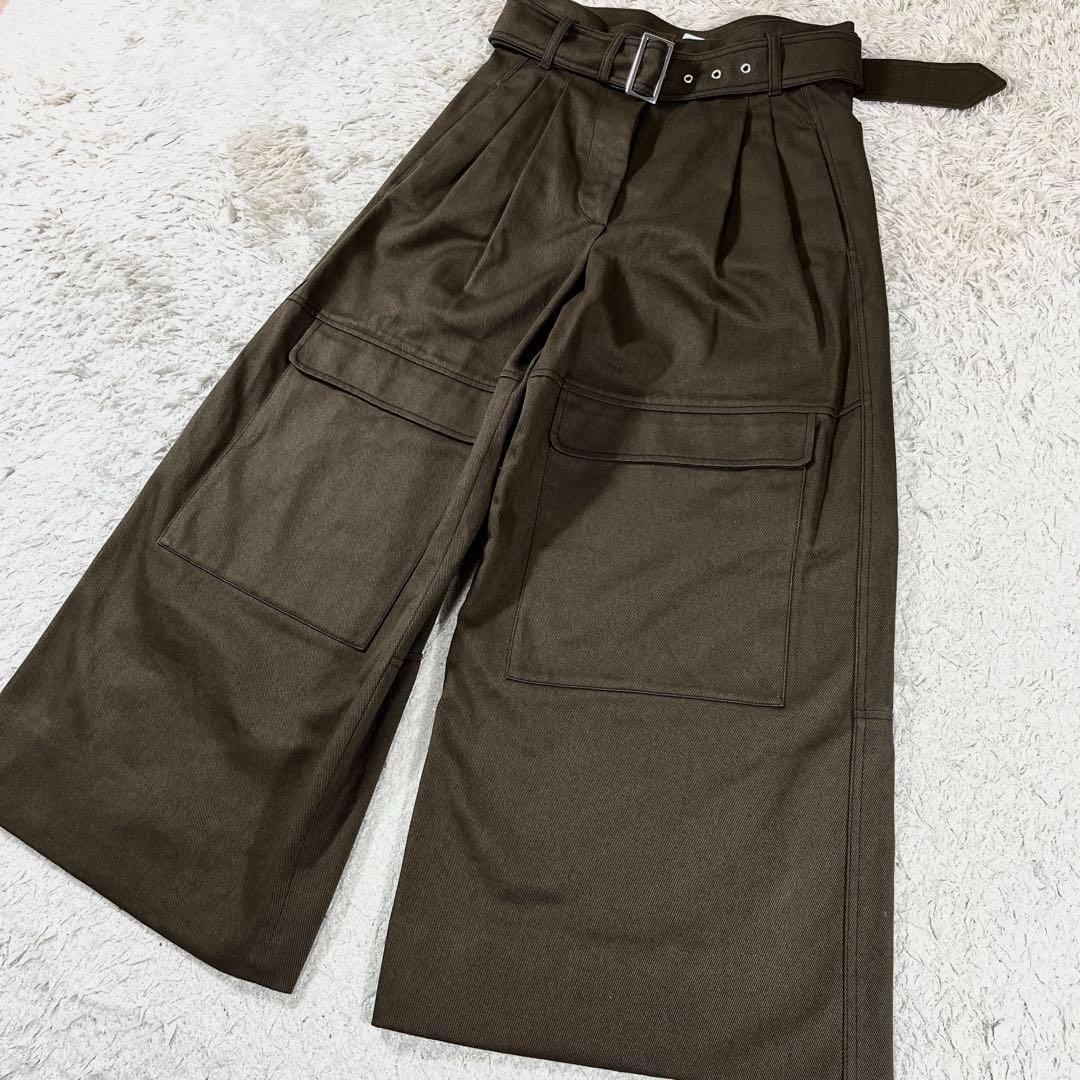 ✨極美品 マックスマーラ ベルテッド2タックワイドカーゴパンツ カーキ 40