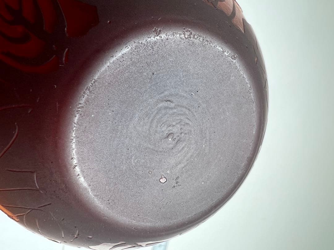 エミール・ガレ　酸化腐食彫花入　高さ13㎝ 東K8-0131☆1F タトサ