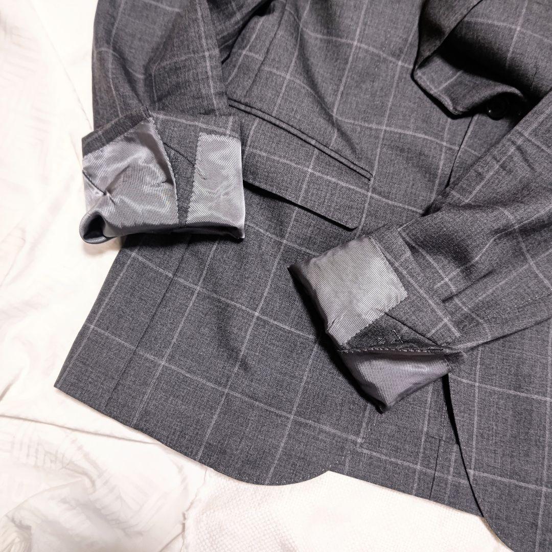 ビームスエフBEAMS Fウィンドウペーンチェック柄グレースーツ上下セットアップ