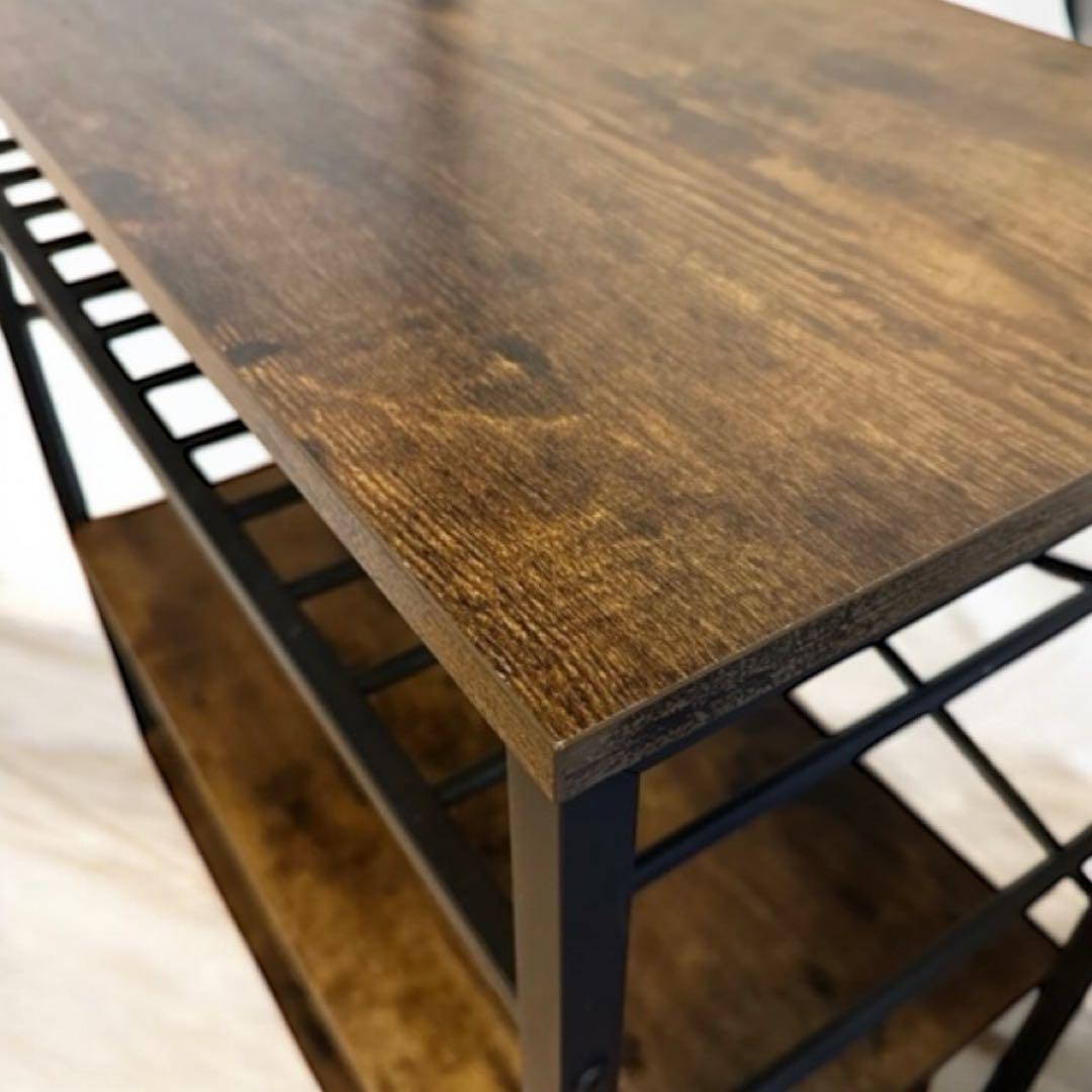 アイアンウッド スチールラック 3段 木製/メタル　棚 キッチンラック・収納