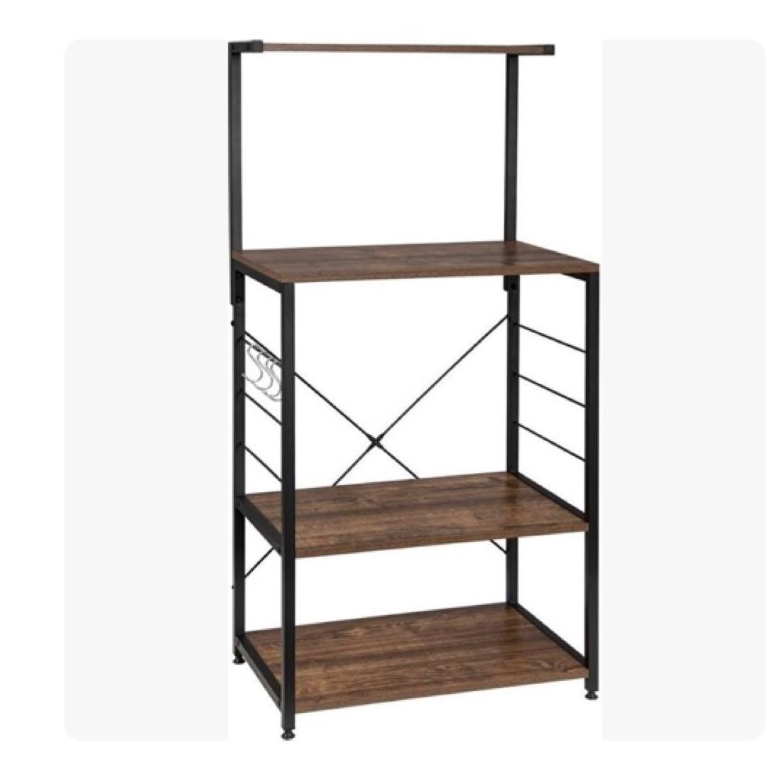 アイアンウッド スチールラック 3段 木製/メタル　棚 キッチンラック・収納