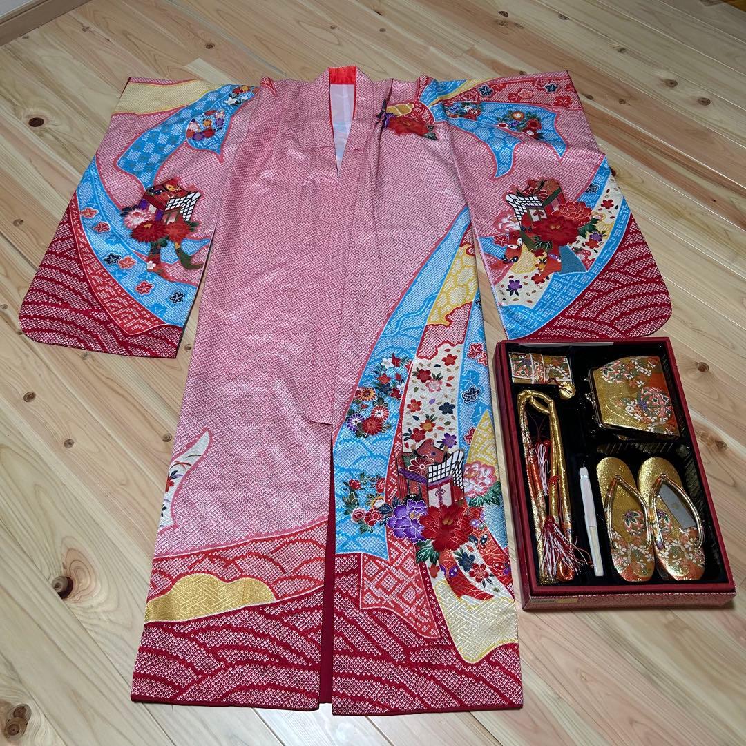 【美品】七五三　女の子用　7歳　着丈調整可能 130cm