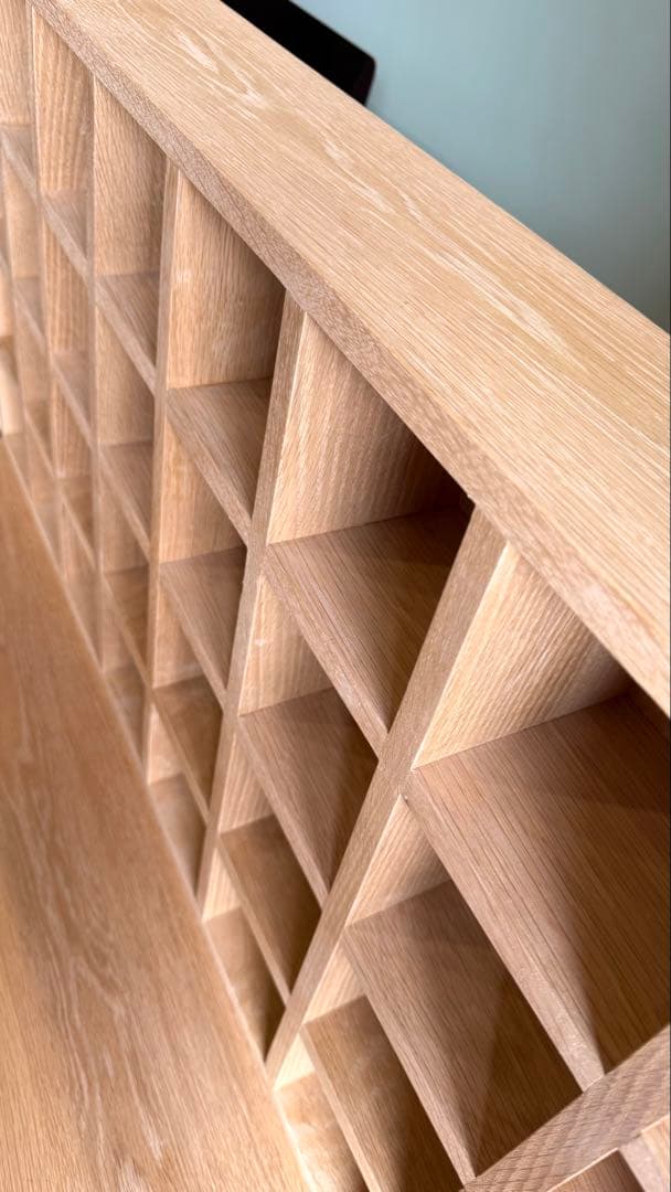 超美品！フルオーダーメイド無垢オーク材・マス目棚・コレクション ラック シェルフ