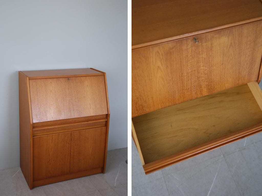 英国アンティークチーク古木ライティングビューロー/木製デスク/勉強机89-207