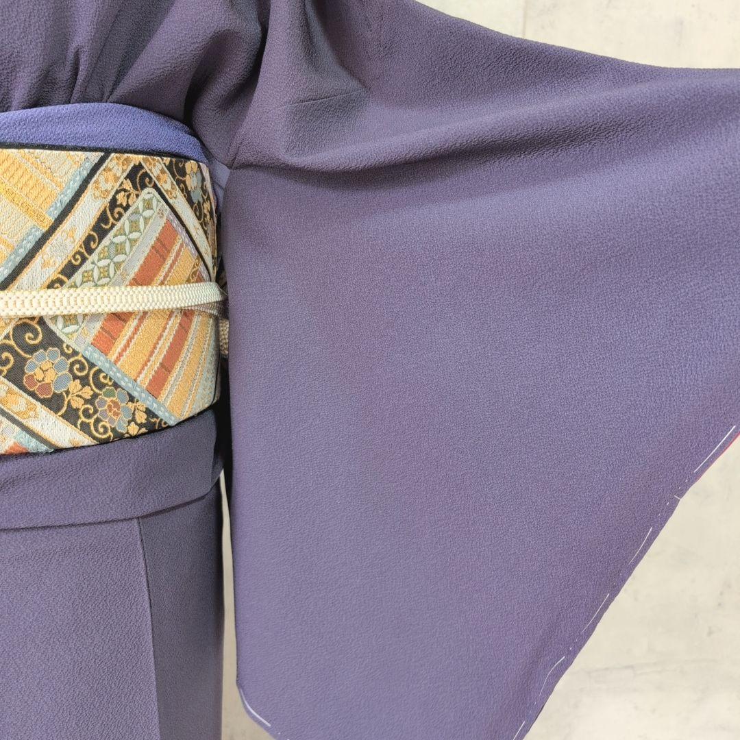 帯単品　正絹　青紫　トールサイズ　比翼仕立て　O5