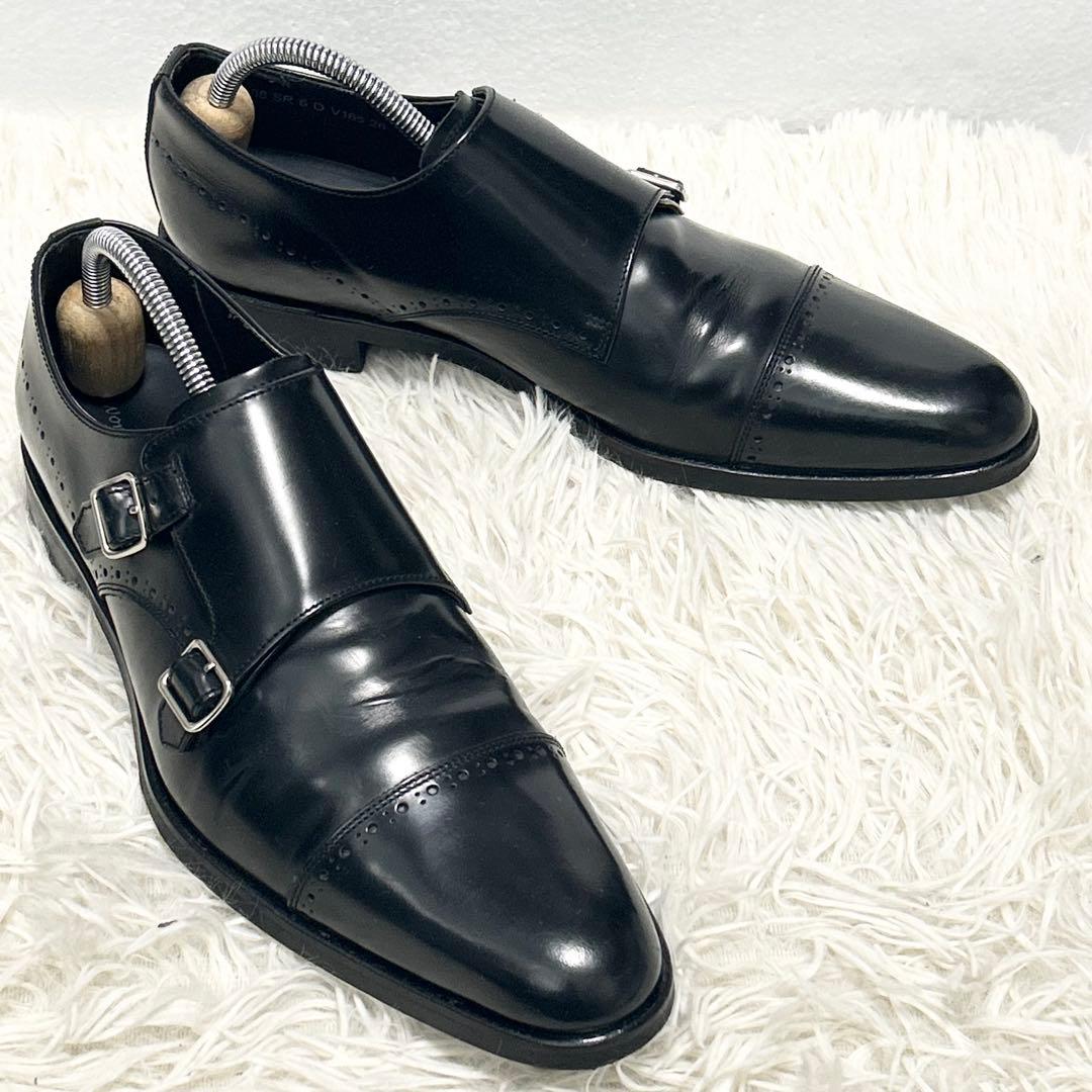 ✨美品✨REGALリーガル ダブルモンク ガラスレザー V165ブラック 26㎝