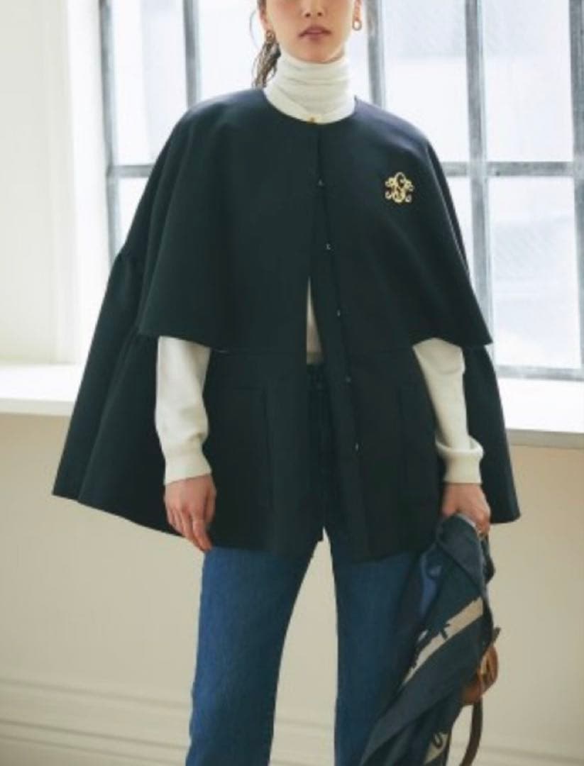 SEVEN TENセブンテン　ダブルクロスフレア ショートコート　ポンチョ XS