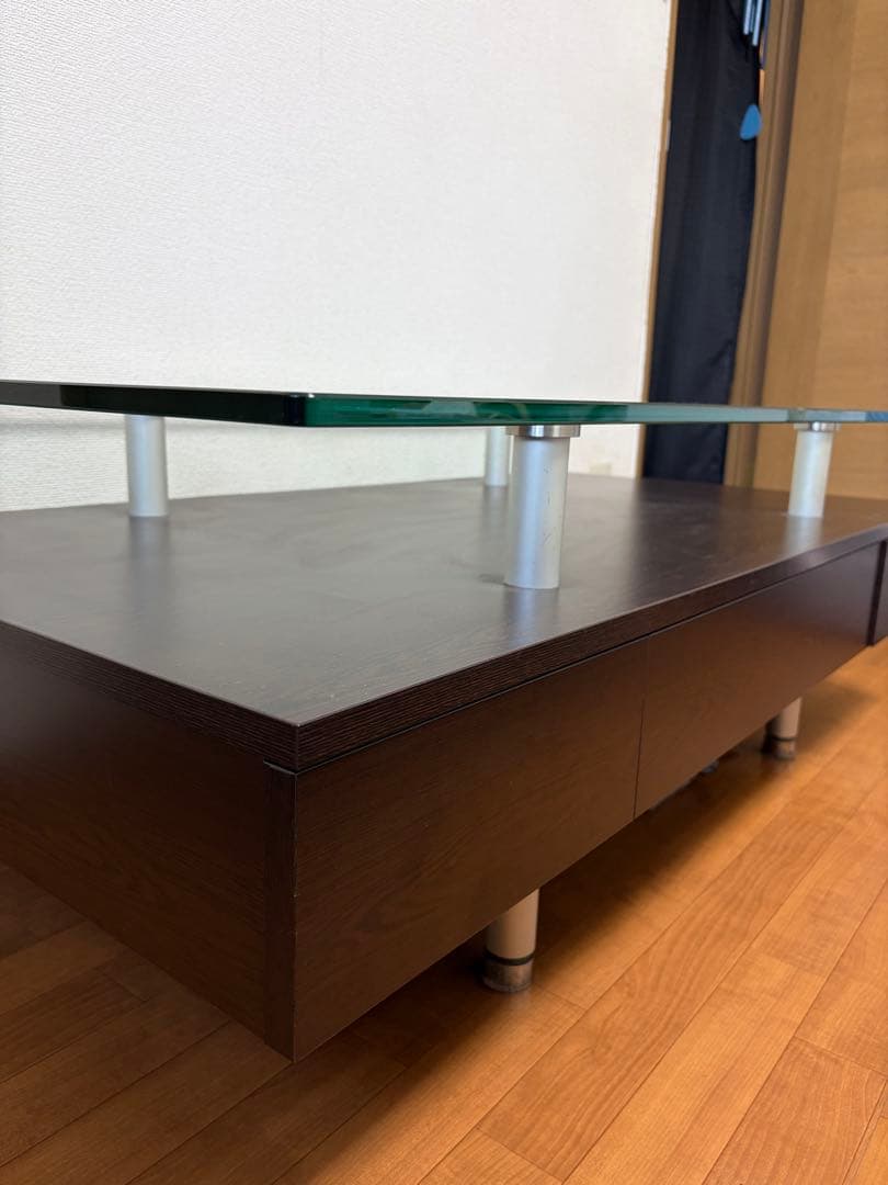 モダンガラステーブル ダークブラウン