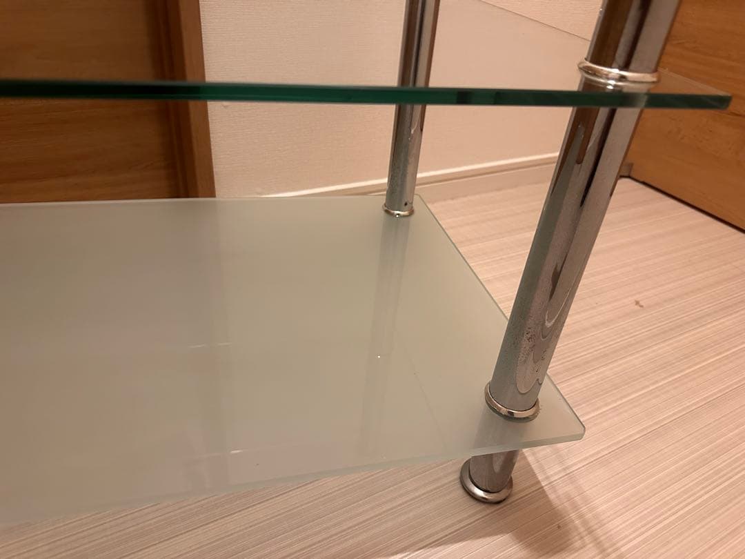 ガラス製3段シェルフ ミッドセンチュリー レトロモダン ポップ スペースエイジ