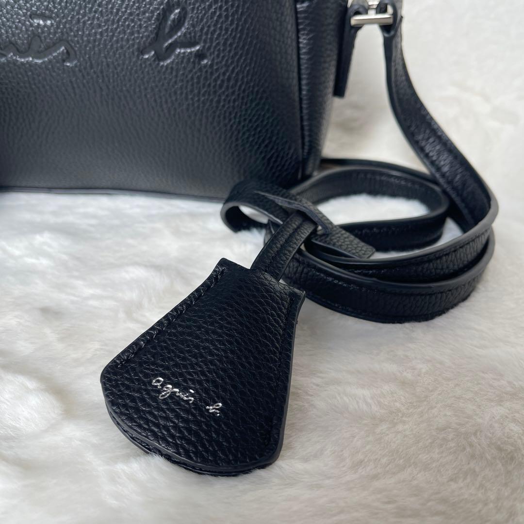 アニエスベー agnes.b ブラックレザーショルダーバッグ