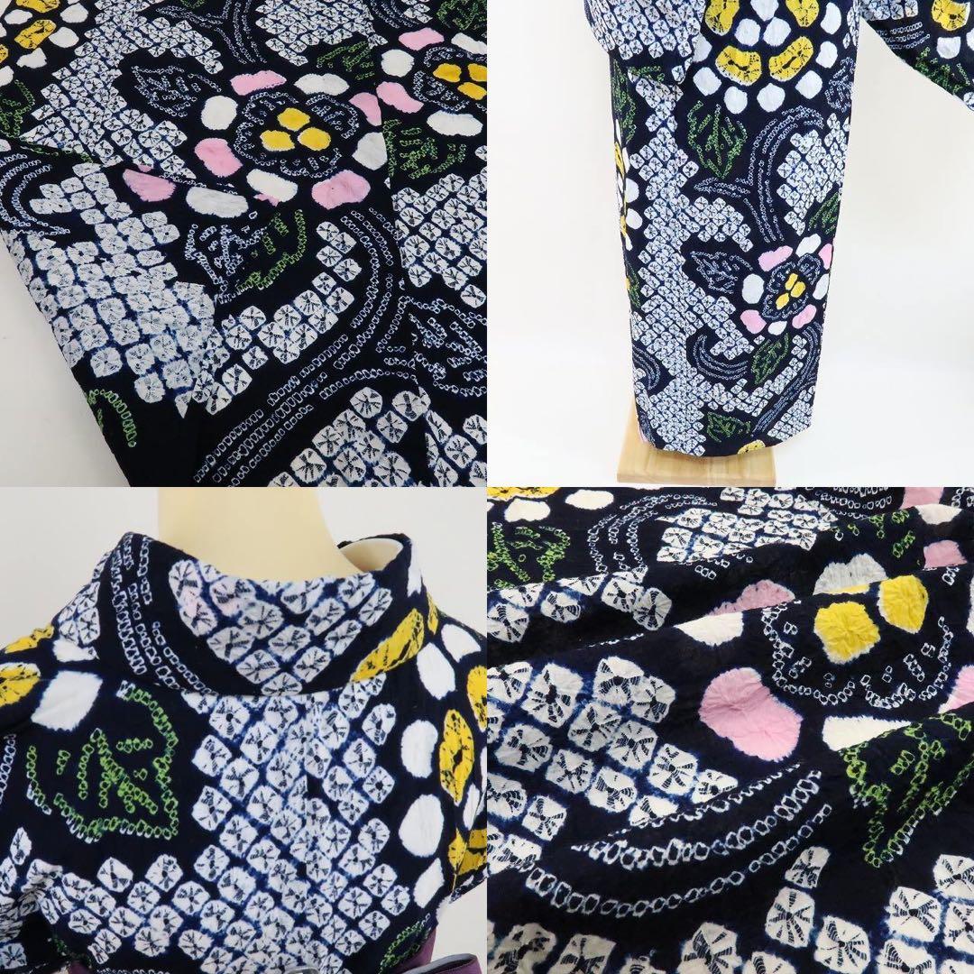 REON✺美品 有松鳴海絞り 手縫い仕立て 綿 高級浴衣 着物 A-430