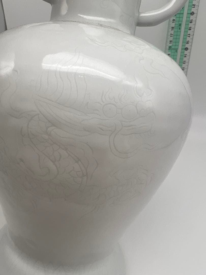 中国元明朝染付白釉龍文梅瓶染付骨董 美術品コレクション唐物江戸青磁アンティーク