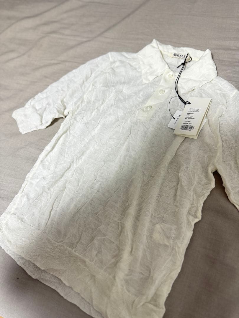 Auralee ホワイト ポロシャツ 五分袖 新品