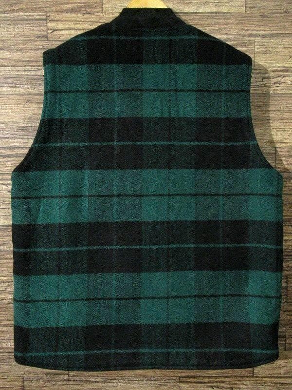 XL 20AW クライミー 総裏ボア チェック ボア ダブルジップ ベスト 緑黒