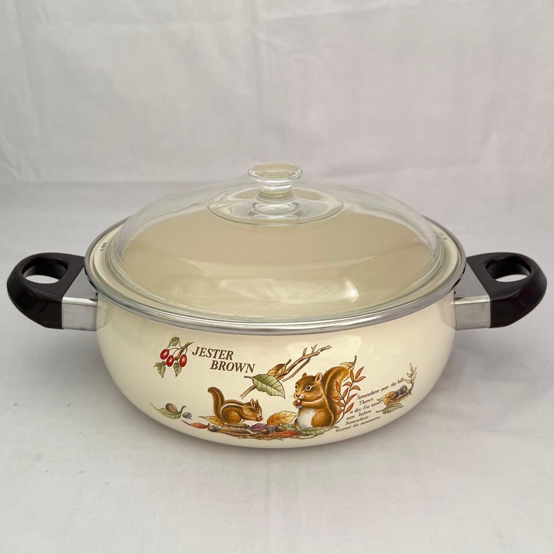 希少❤️【在庫限り】ジェスター　ブラウン　浅型両手鍋　24cm レトロ　匿名配送
