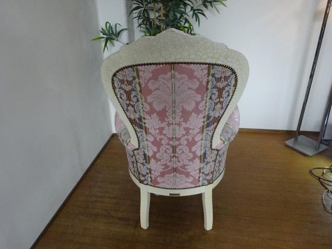 イタリア家具　ロココ調　1Pチェア　パーソナルチェア　白家具　姫家具　美品