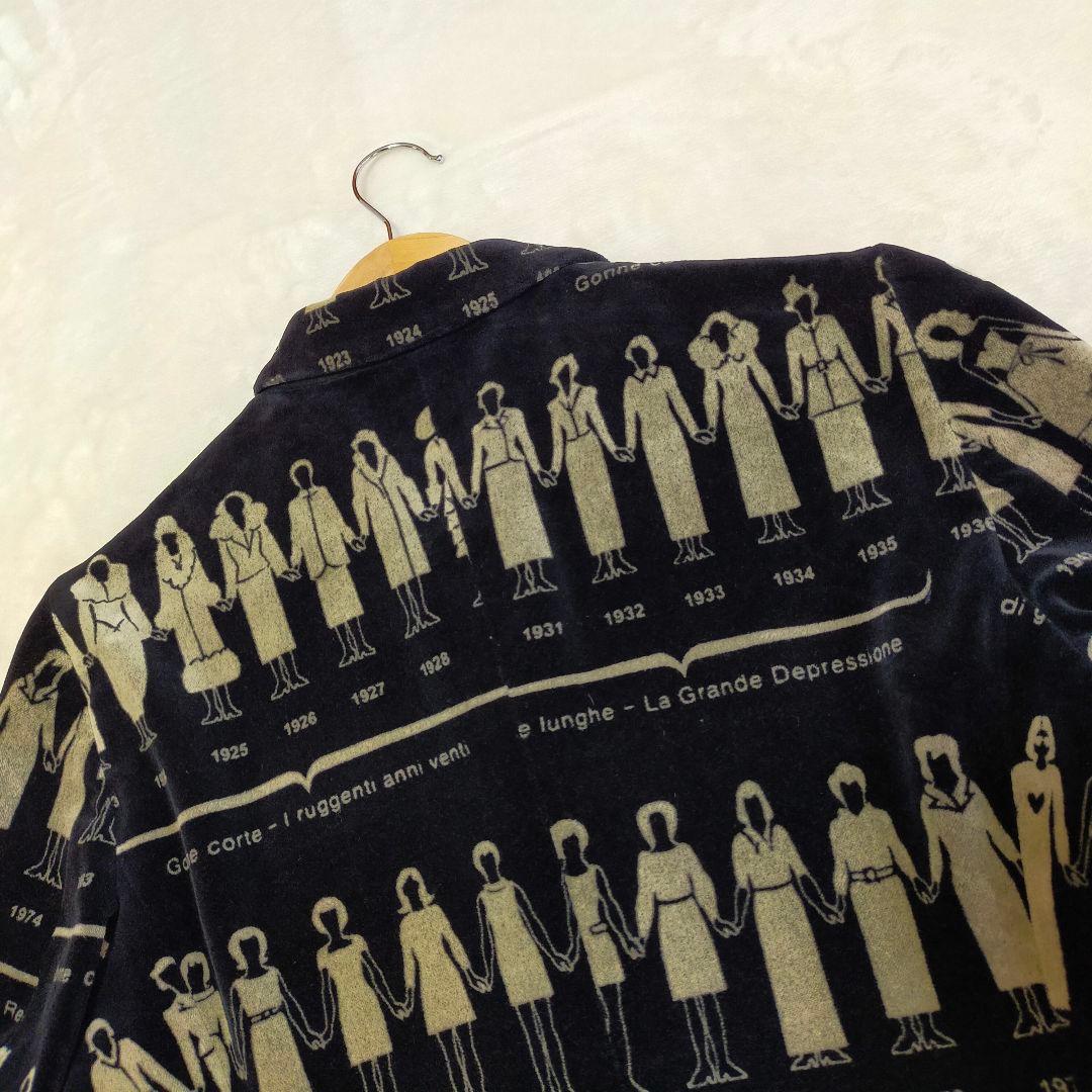 90'S　イタリア製　MOSCHINO　総柄　ベルベットテーラードジャケット