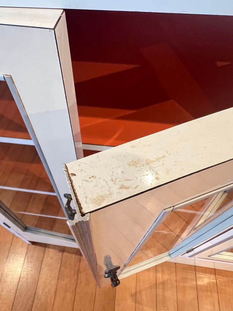 昭和レトロ レトロポップ 食器棚 ガラスキャビネット 木製 キッチン収納 古家具