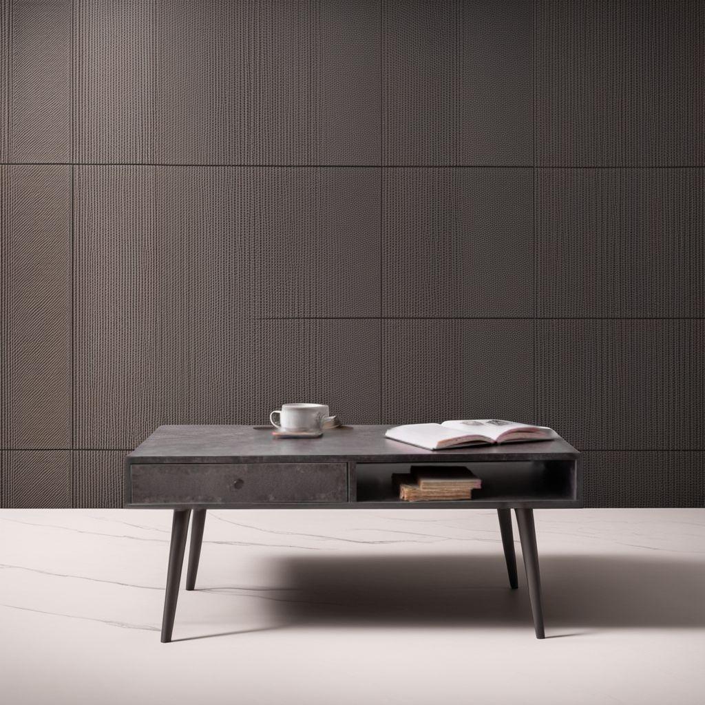 引き出し付き・セラミック調・大理石風デザインで機能美を追求