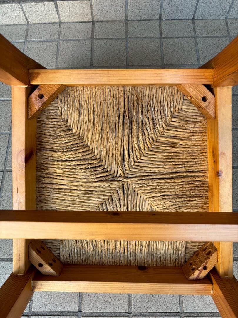 ②　ヴィンテージ　木製　ラッシュシート　ラタン　ダイニングチェア　インテリア