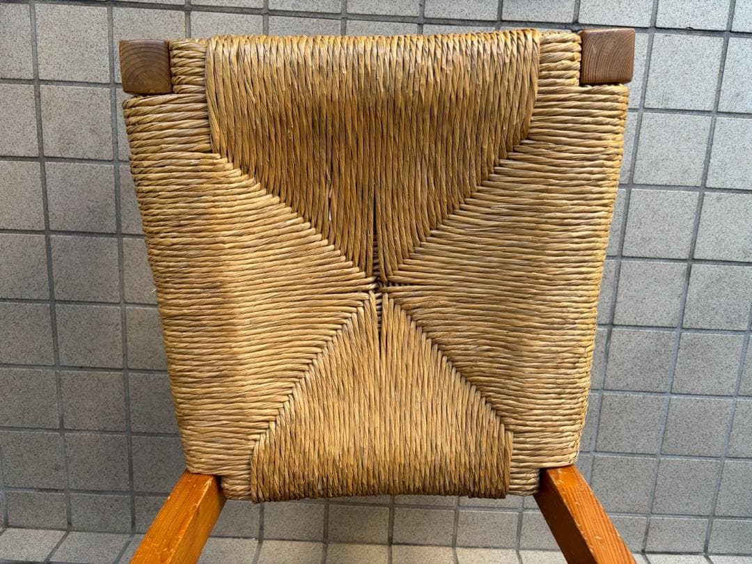 ②　ヴィンテージ　木製　ラッシュシート　ラタン　ダイニングチェア　インテリア