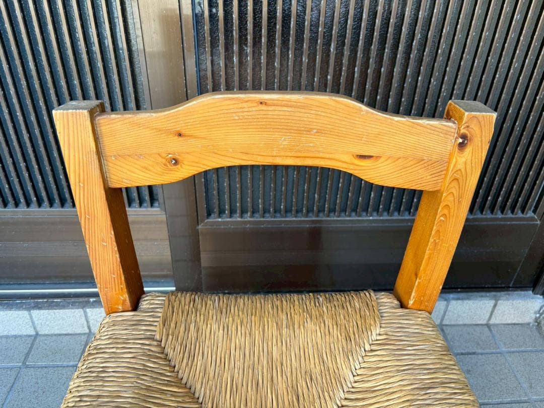 ②　ヴィンテージ　木製　ラッシュシート　ラタン　ダイニングチェア　インテリア