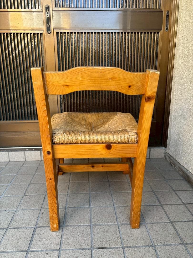 ②　ヴィンテージ　木製　ラッシュシート　ラタン　ダイニングチェア　インテリア