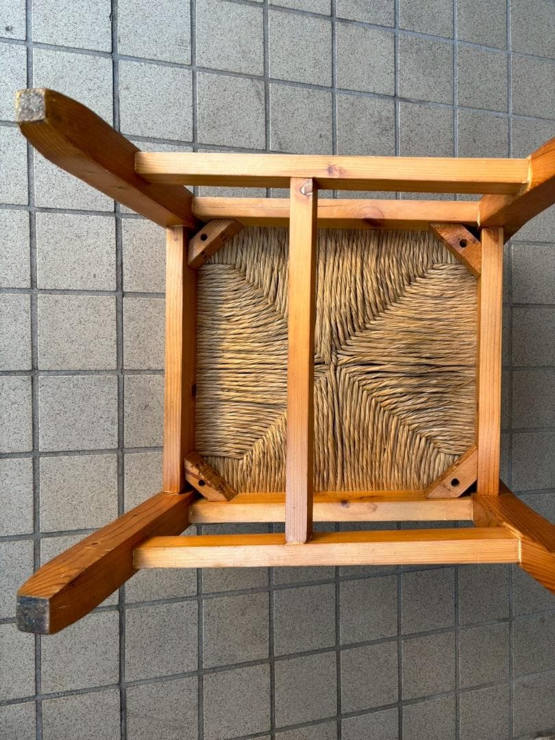 ②　ヴィンテージ　木製　ラッシュシート　ラタン　ダイニングチェア　インテリア